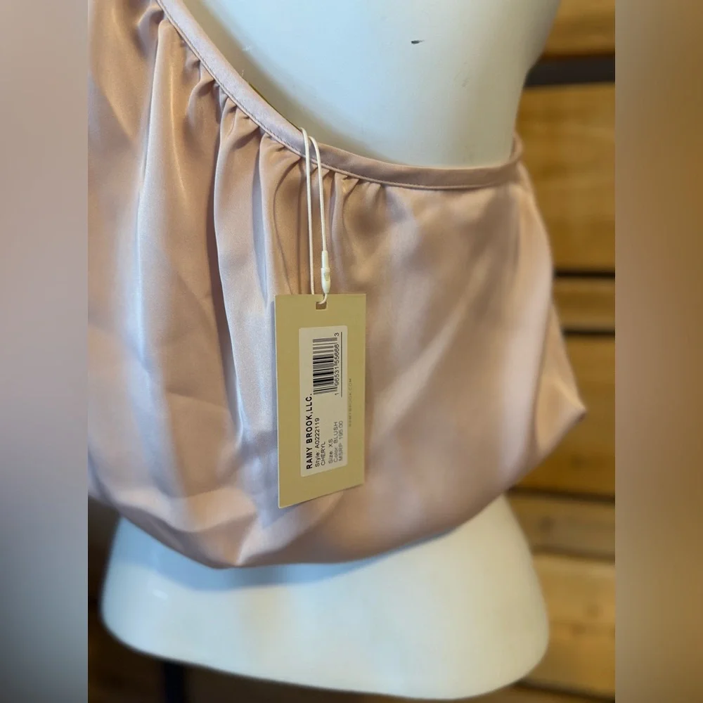 RAMY BROOK Cheryl One Shoulder Satin Crop Top in Blush - Picture 8 of 8